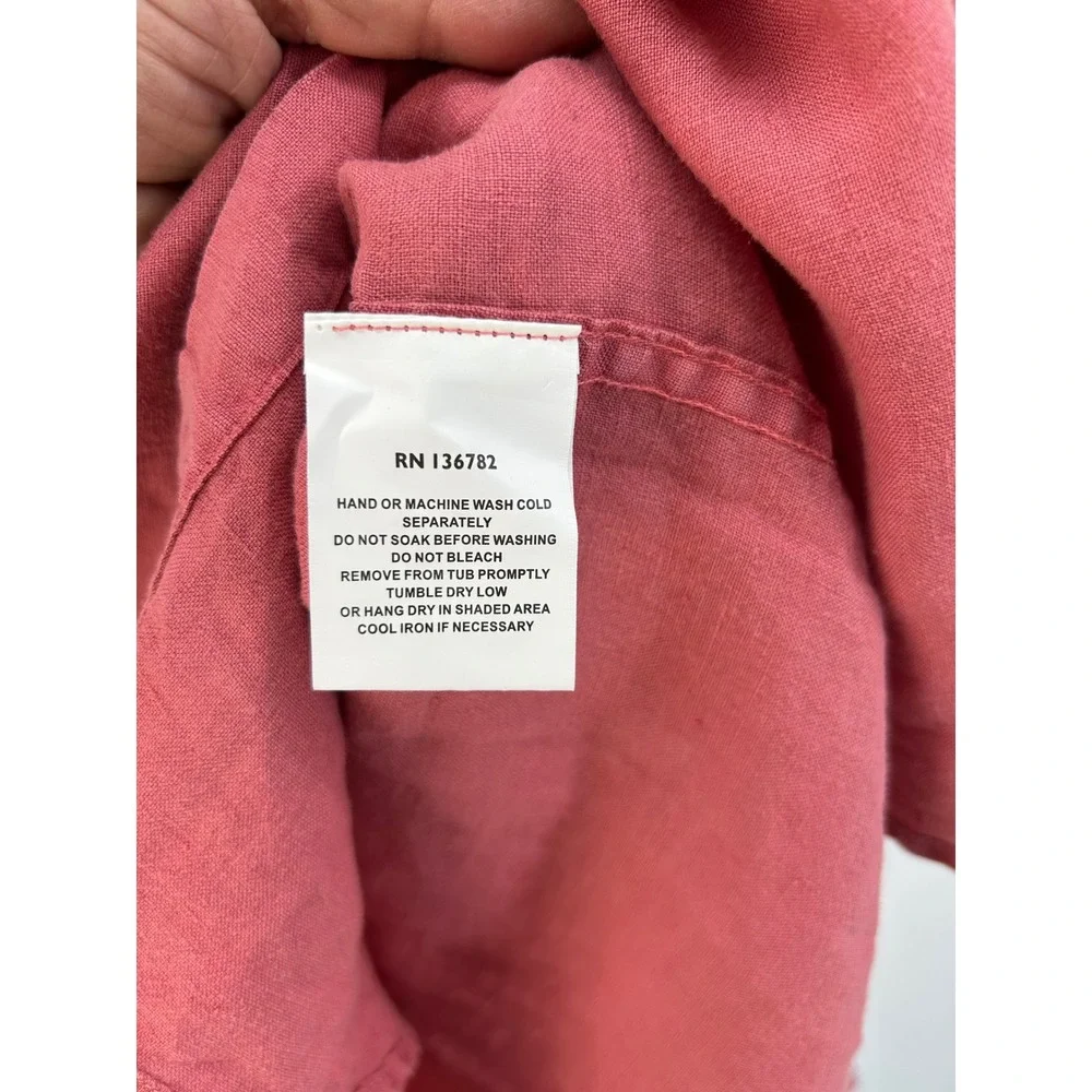 Grayers Mens Red 100% Linen Long Sleeve Button Down Shirt XL NWT